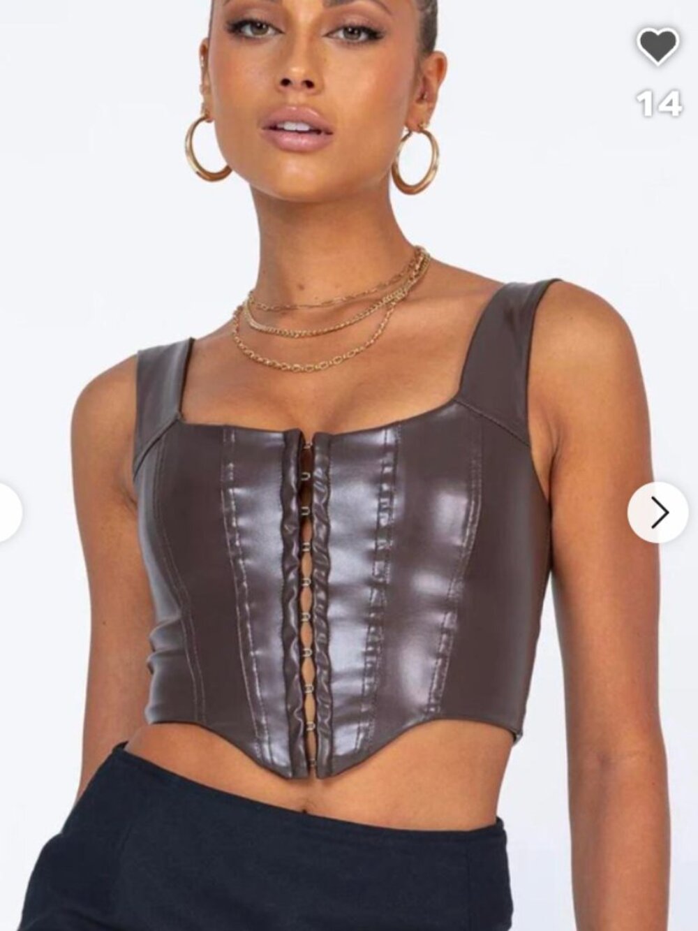 Princess Polly Brown Faux Leather Corset Bustier Top US 6